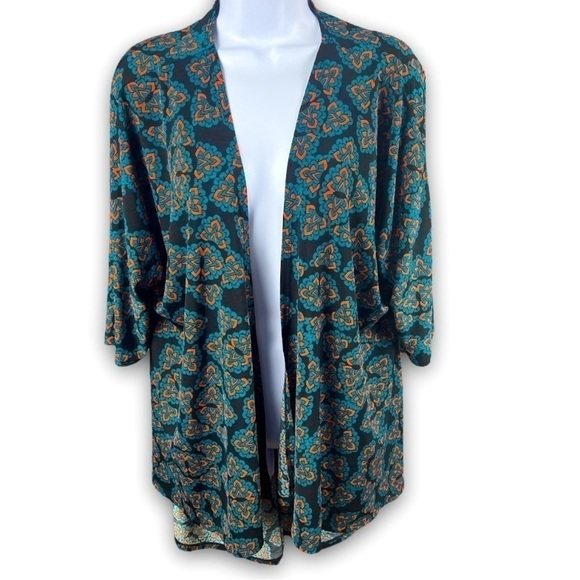 LULAROE orange & blue bohemian patterned duster size small - Picture 1 of 12